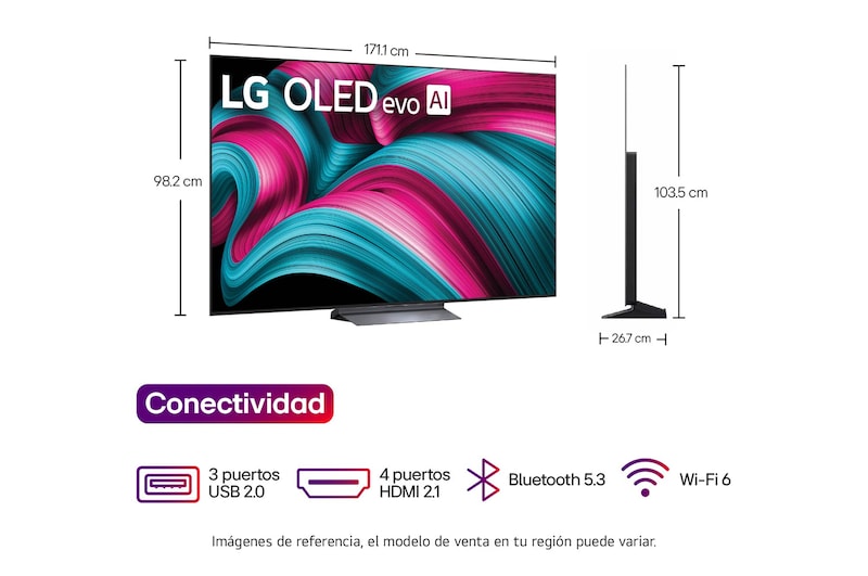 Dimensiones Smart TV LG OLED evo AI C5 4K.